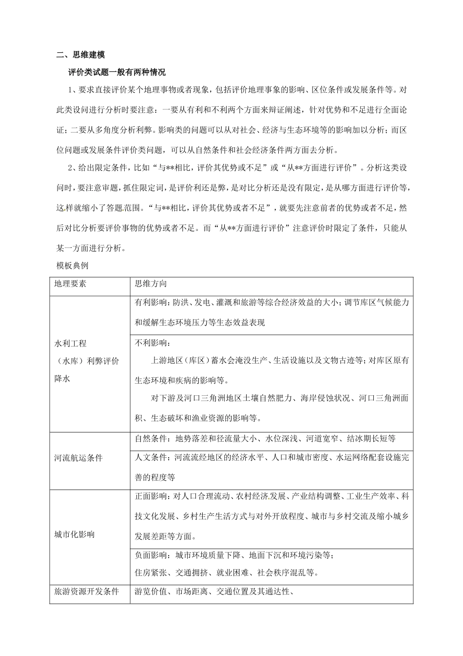 （试题研究）高考地理 压轴突破综合题答题建模 评价类_第3页