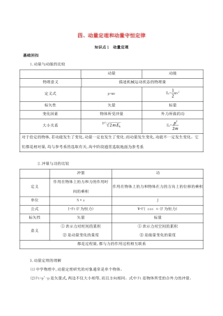 （课标版）高考物理二轮复习 基础回扣4 四、动量定理和动量守恒定律-人教版高三全册物理试题