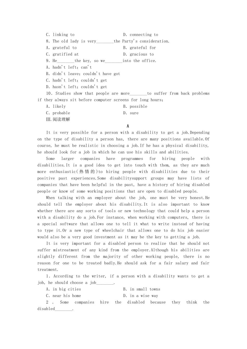 （课标卷 ）高中英语 Module 2 A Job Worth Doing Cultural Corner & Writing课时作业 外研版必修5_第2页