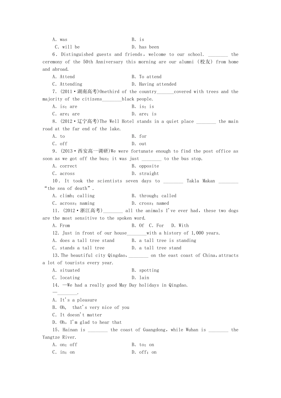 （课标卷）高中英语 Module 1 Europe  Introduction & Reading and Vocabulary课时作业 外研版必修3_第2页