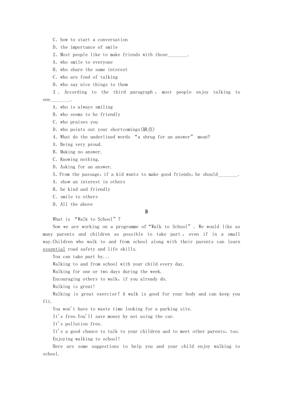 （课标卷）高中英语 Unit 1 Friendship Using Language课时作业 新人教版必修1_第3页