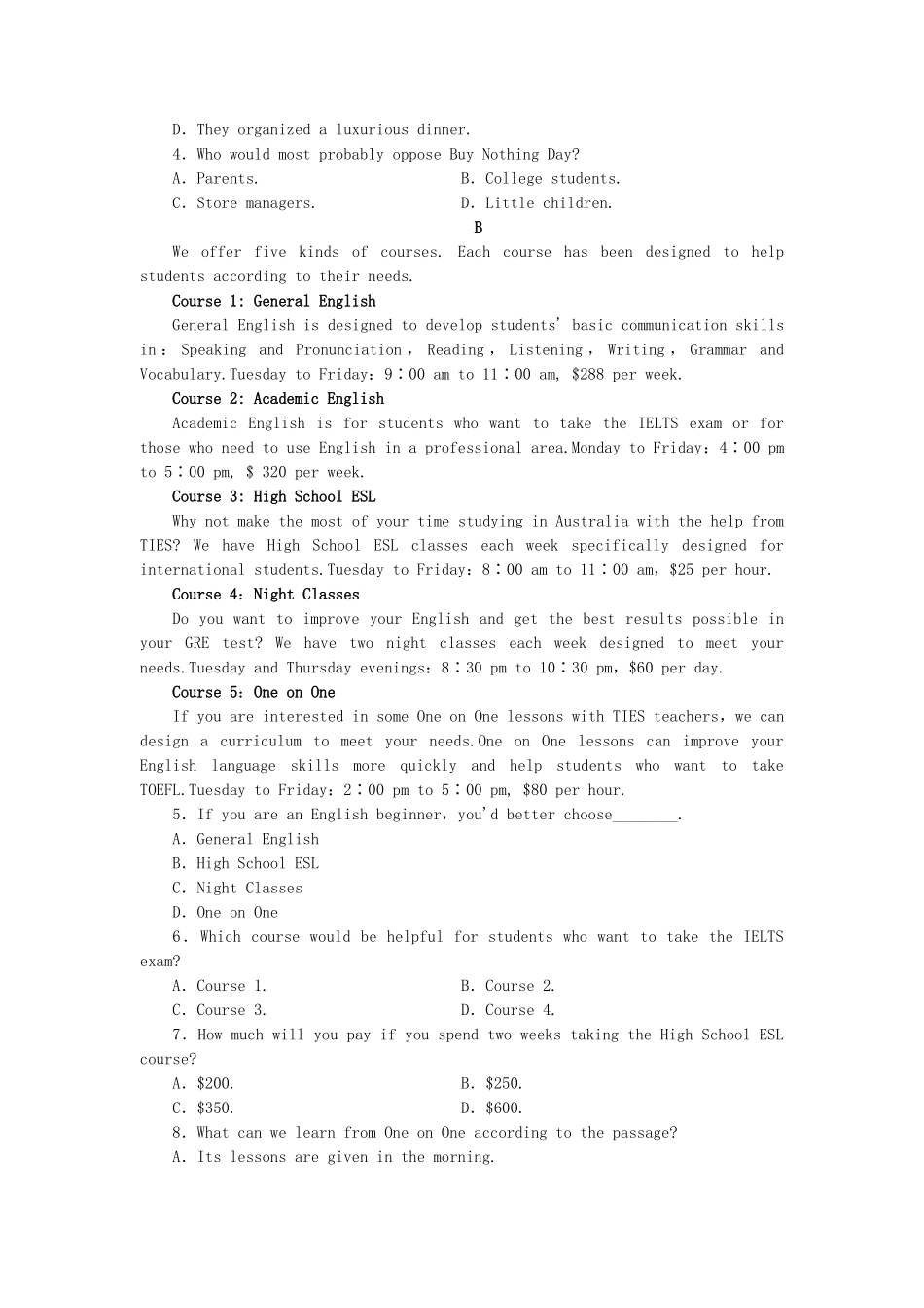 （课标卷）高中英语 Unit 1 Lifestyles City and Country & Communication Workshop课时作业 北师大版必修1_第3页