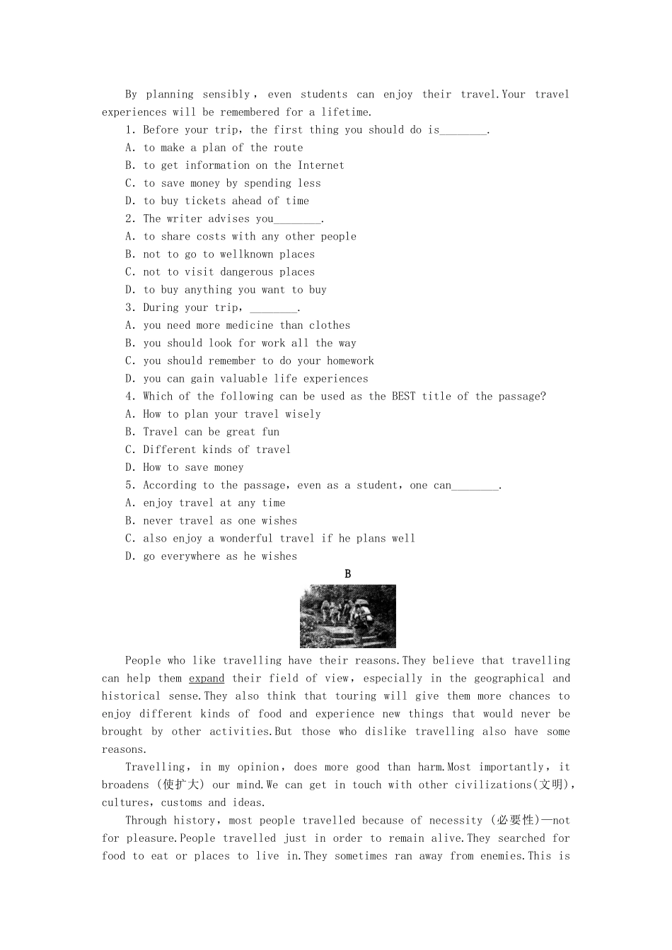 （课标卷）高中英语 Unit 3 Travel journal Using Language课时作业 新人教版必修1_第3页