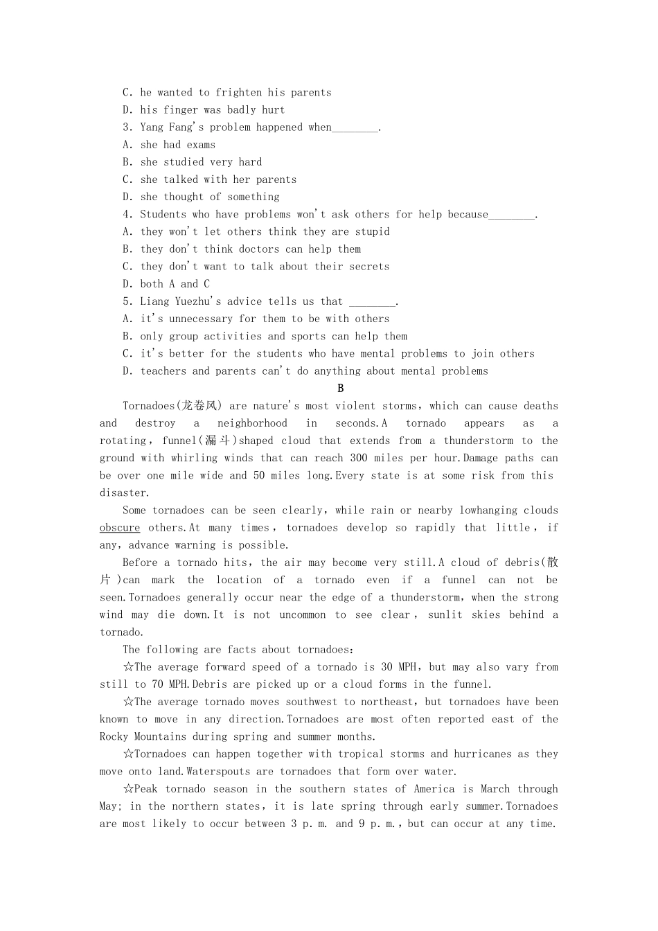 （课标卷）高中英语 Unit 4 Earthquakes Using Language课时作业 新人教版必修1_第3页