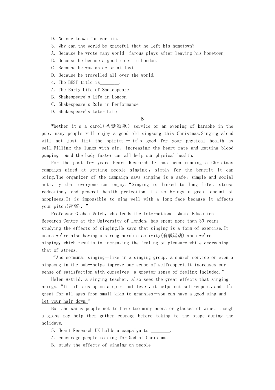 （课标卷）高中英语 Unit 4 Pygmalion Using Language课时作业 新人教版选修8_第3页