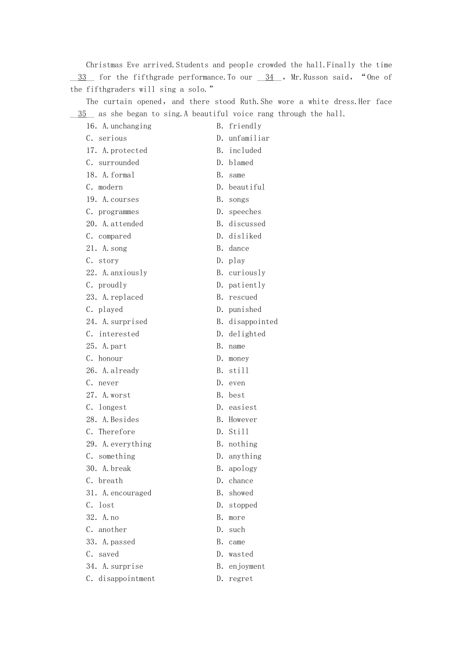 （课标卷）高中英语 Unit 8 Adventure综合检测 北师大版必修3_第3页