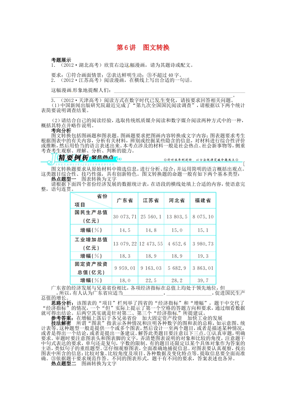 （课标全国版）高考语文第二轮复习 第五部分语言文字运用第6讲图文转换_第1页