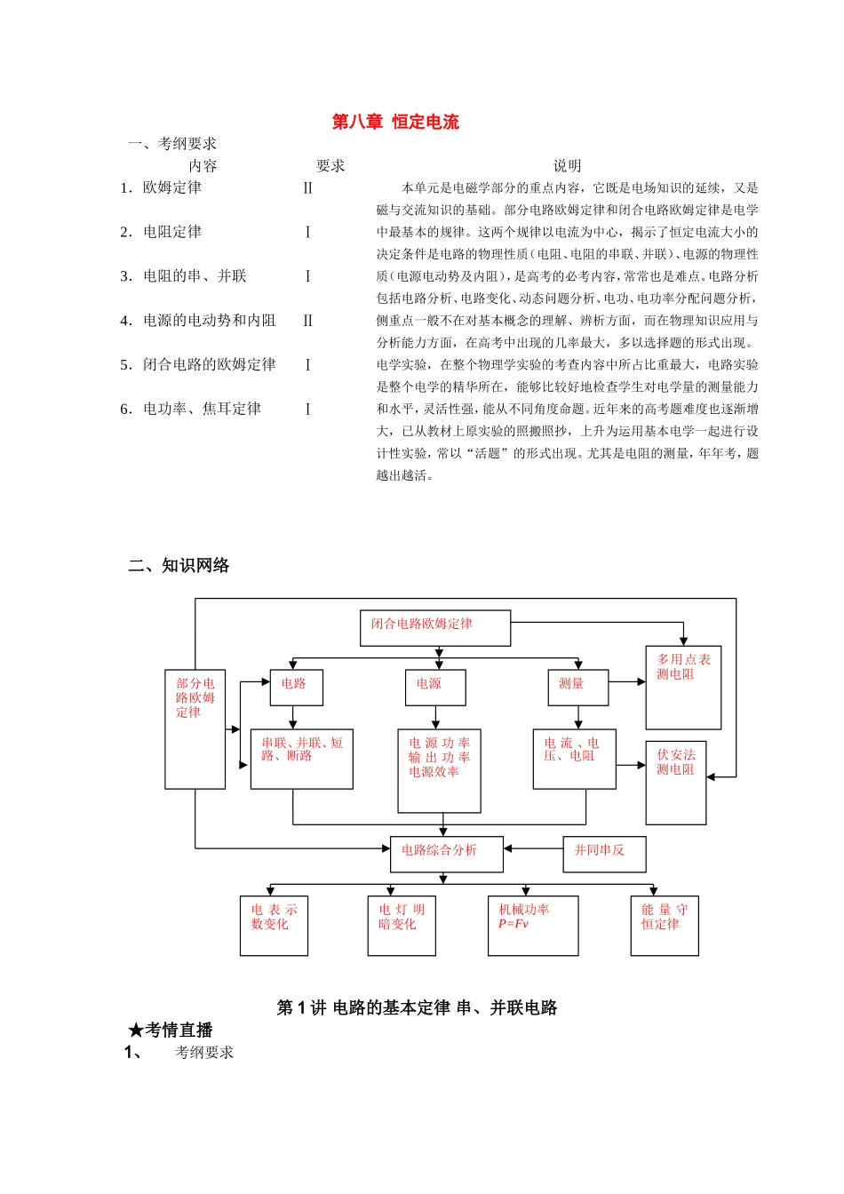 （课标人教版）《高考风向标》物理 第8章 恒定电流 第1讲 电路的基本定律 串、并联电路_第1页