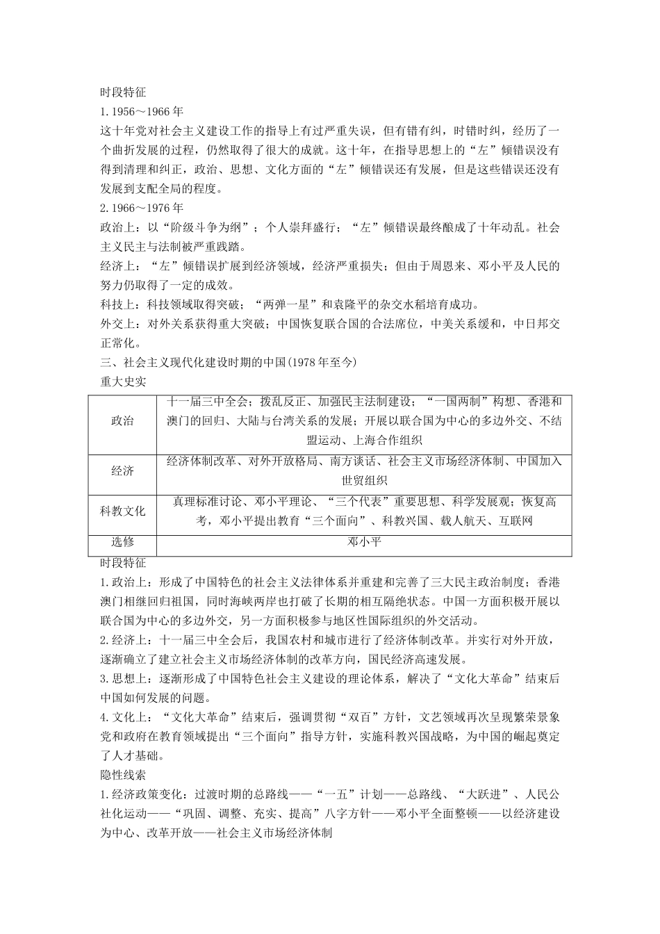 （通史版）高考历史一轮复习 中国现代史时段大总结讲义-人教版高三全册历史试题_第2页