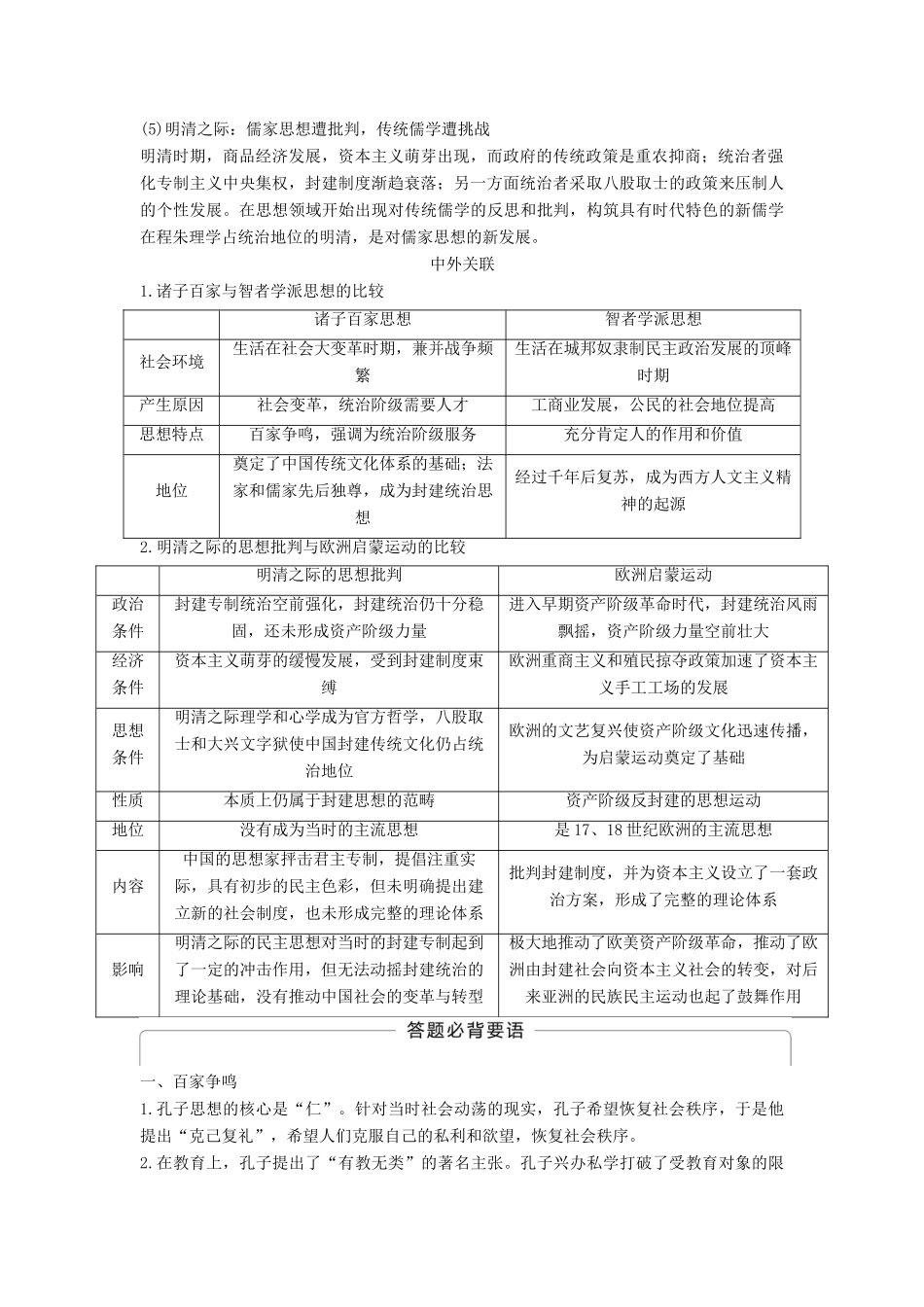 （通史版）高考历史一轮复习 专题三 古代中国的思想文化专题总结讲义-人教版高三全册历史试题_第2页