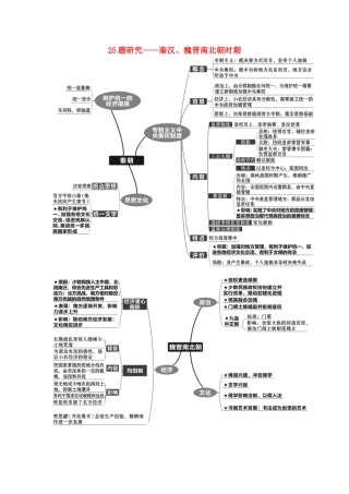 （通史版）高考历史二轮复习 25题研究——秦汉、魏晋南北朝时期配套练习-人教版高三全册历史试题