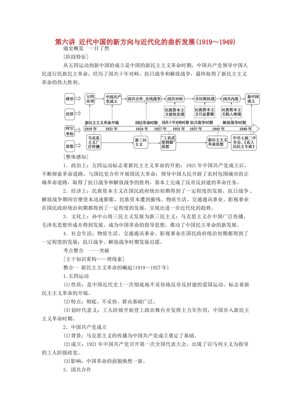 （通史版）高考历史二轮专题复习 1.2.1 第六讲 近代中国的新方向与近代化的曲折发展（～）（含解析）-人教版高三全册历史试题_第1页