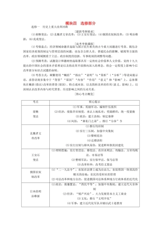 （通史版）高考历史二轮专题复习 选修一 历史上重大改革回眸（含解析）-人教版高三选修历史试题