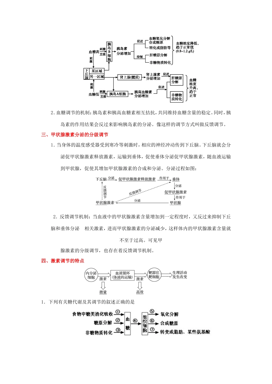 （课标通用）高考生物 考点一遍过 第7辑 考点3 通过激素的调节-人教版高三全册生物试题_第2页