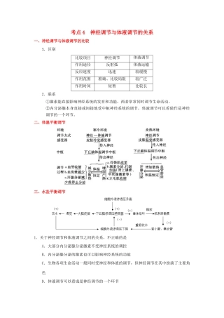 （课标通用）高考生物 考点一遍过 第7辑 考点4 神经调节与体液调节的关系-人教版高三全册生物试题