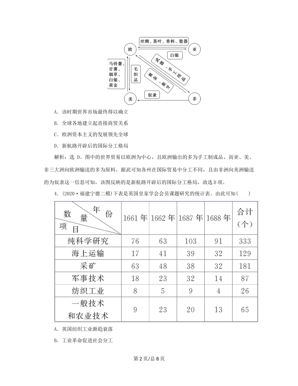 （通史）新高考历史一轮复习 单元质量检测（十二）第十二单元 近代文明的曙光 人民-人民高三历史试题_第2页