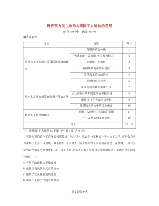 （通史B）高考历史一轮复习 第五单元 近代西方民主政治与国际工人运动的发展检测试题（含解析）-人教高三历史试题