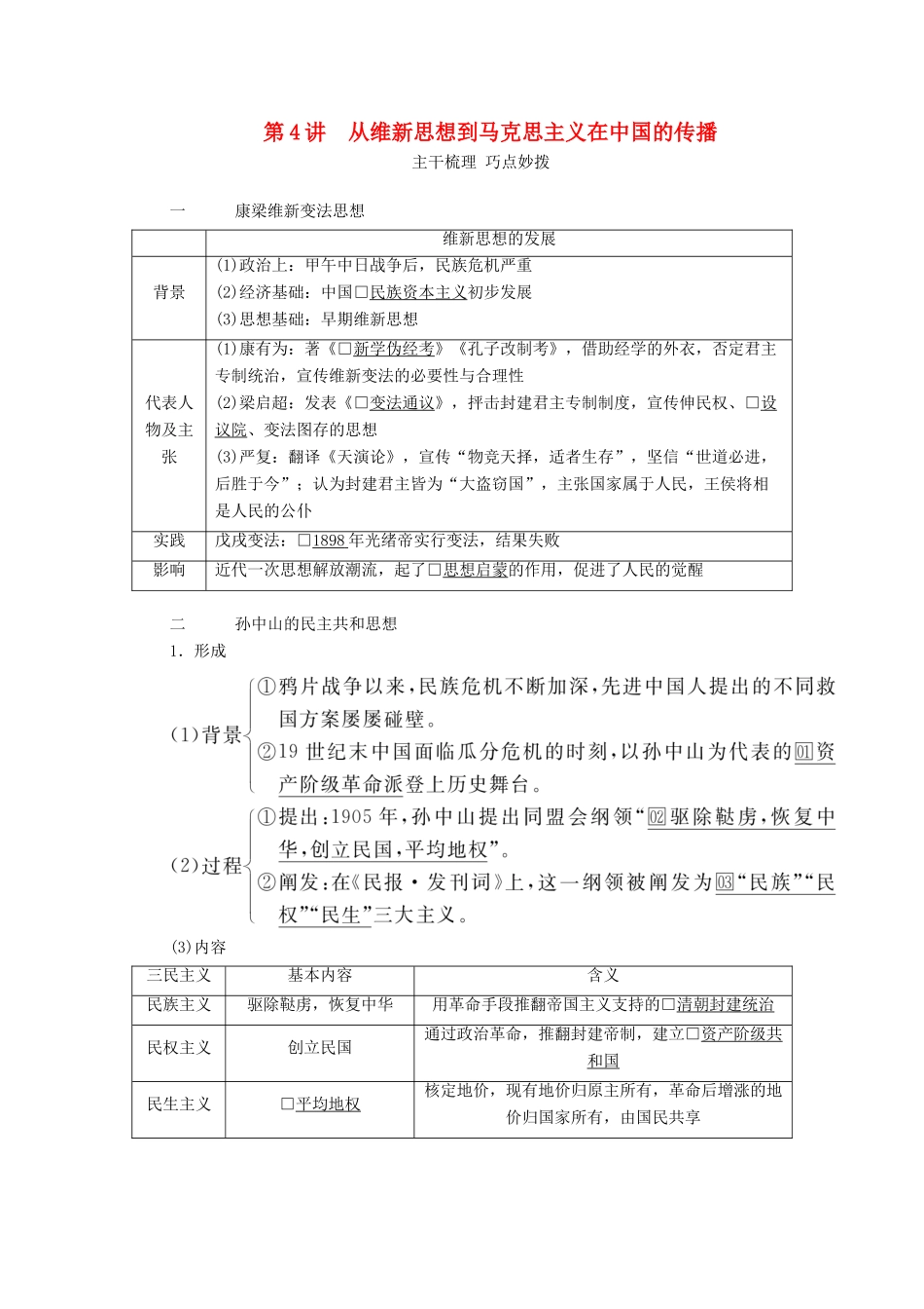 （通史版）高考历史一轮教师用书 第二部分 中国近代史 第7单元 第4讲 从维新思想到马克思主义在中国的传播（含解析）-人教版高三全册历史试题_第1页