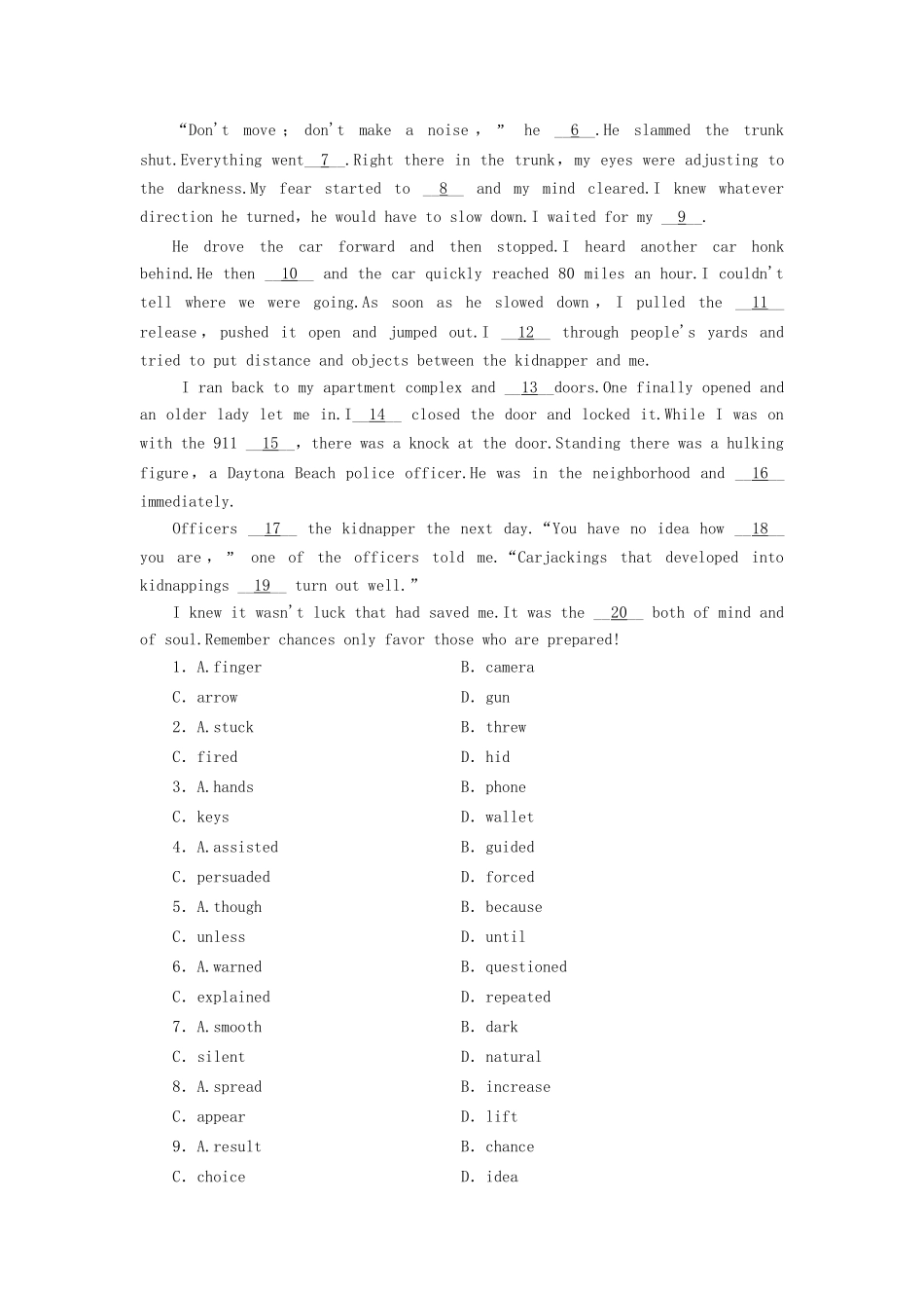 （课标通用）高考英语大一轮复习 Unit 1 Cultural relics课时作业 新人教版必修2-新人教版高三必修2英语试题_第3页