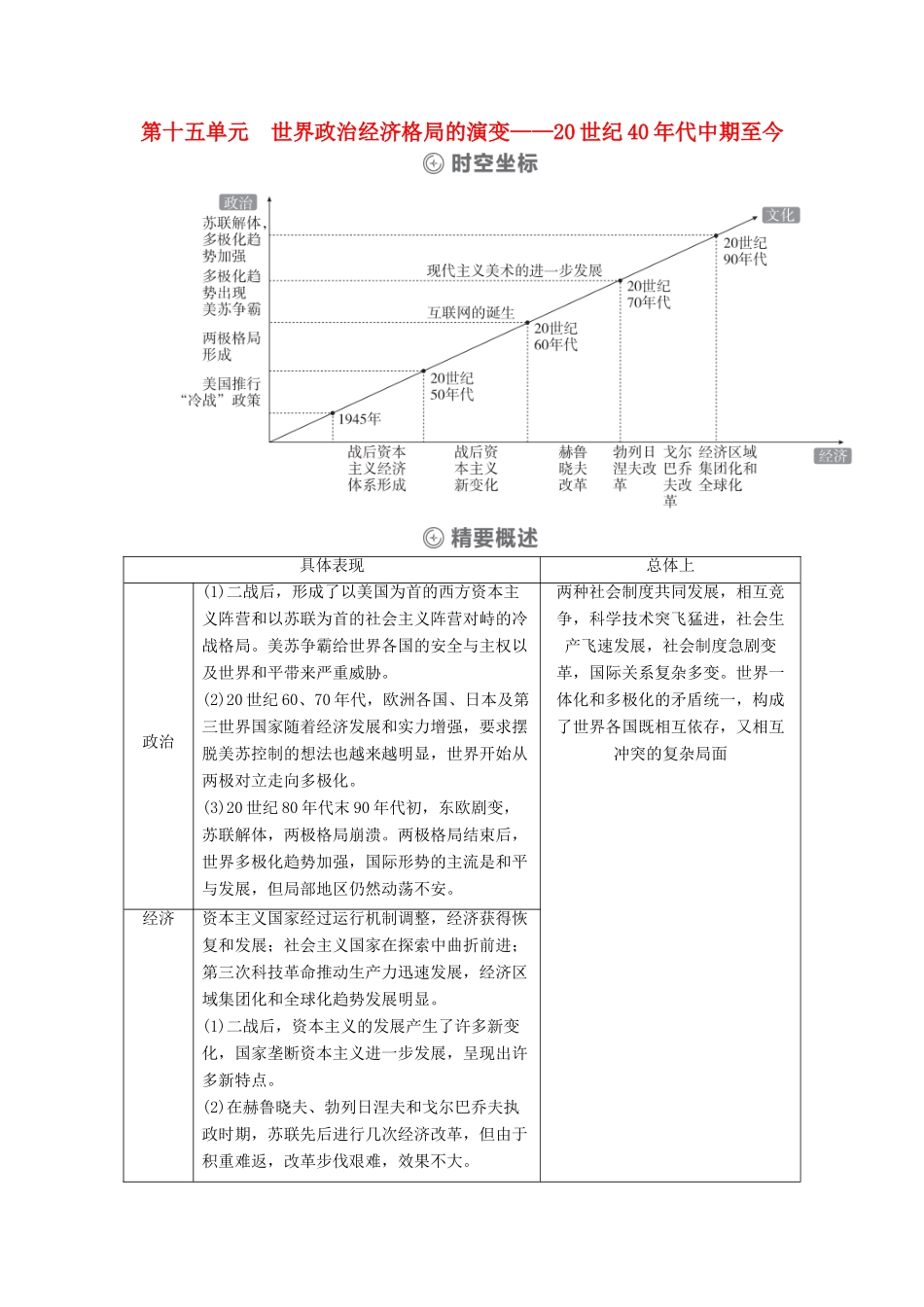 （通史版）高考历史一轮教师用书 第五部分 世界现代史 第15单元 第1讲 战后世界政治格局的演变（含解析）-人教版高三全册历史试题_第1页