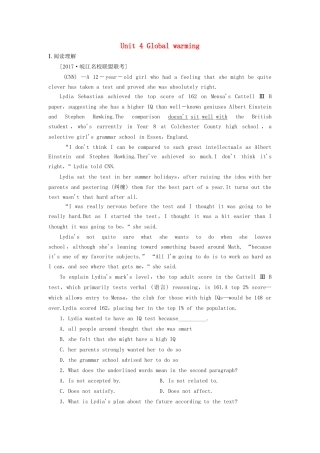 （课标通用）高考英语大一轮复习 Unit 4 Global warming课时作业 新人教版选修6-新人教版高三选修6英语试题