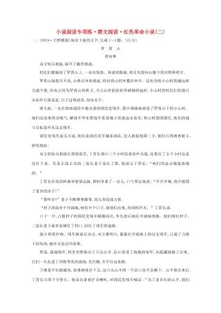 高考语文一轮复习 专题集训提升练十 小说阅读专项练 群文阅读 红色革命小说（二）（含解析）新人教-新人教高三语文试题
