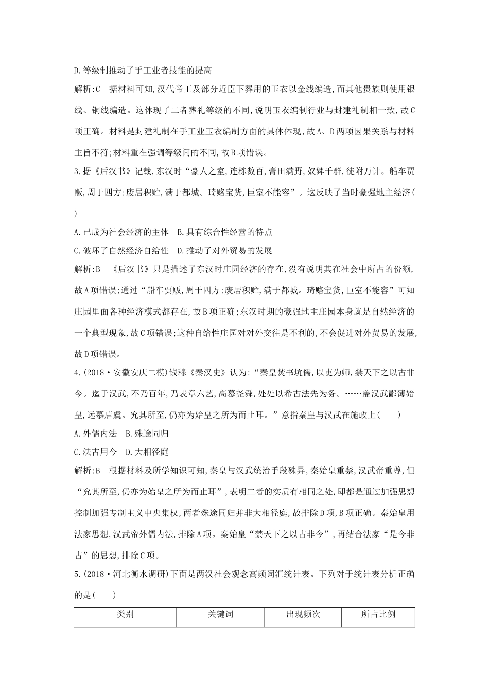 （通史版）高考历史一轮总复习 板块二 中华文明的形成和发展——秦汉 第2讲 秦汉时期的经济、思想和科技文化课时提升训练（含解析）新人教版-新人教版高三全册历史试题_第2页