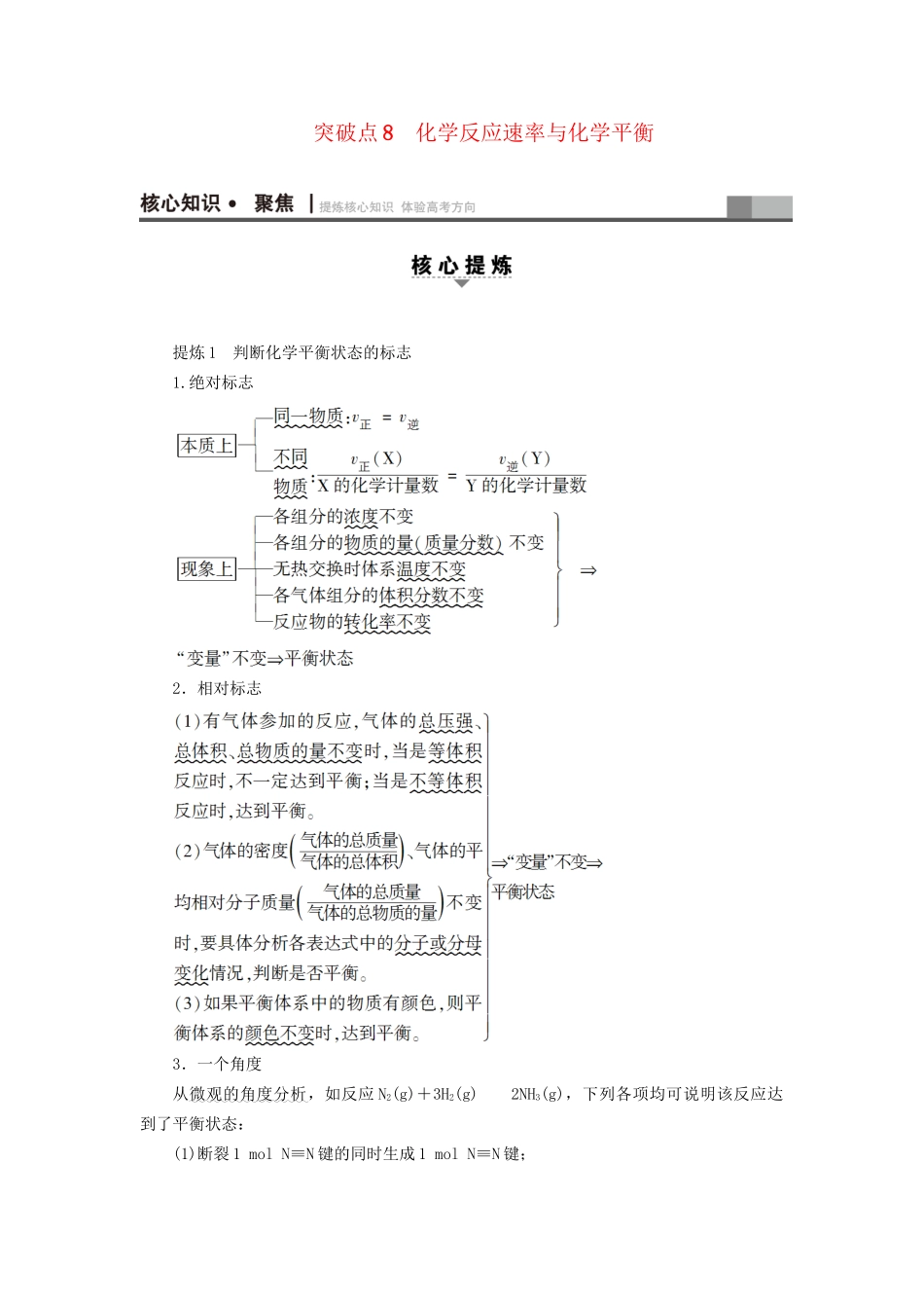 高三化学二轮复习 第1部分 专题2 化学基本理论 突破点8 化学反应速率与化学平衡-人教高三化学试题_第1页