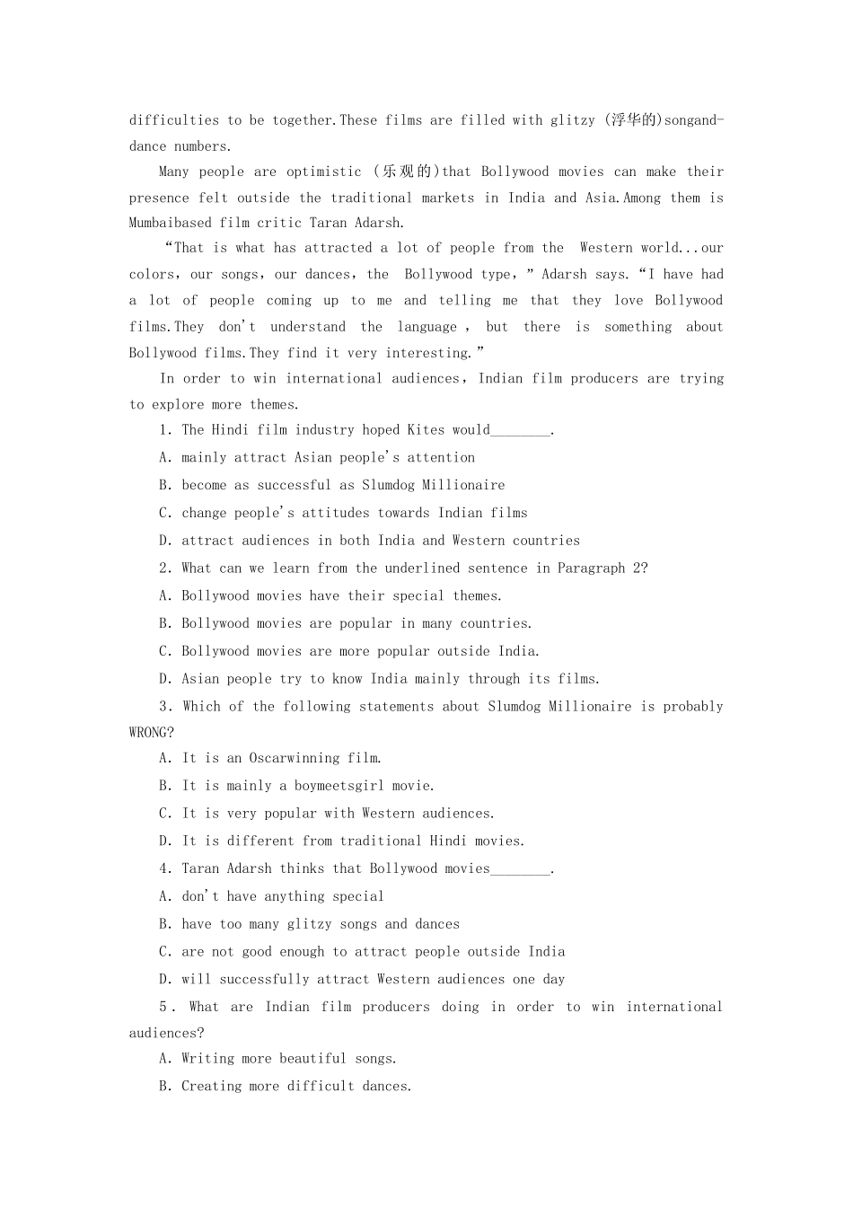 （通用卷）高中英语 Module 6 Films and TV Programmes Cultural Corner & Writing课时作业 外研版必修2_第3页