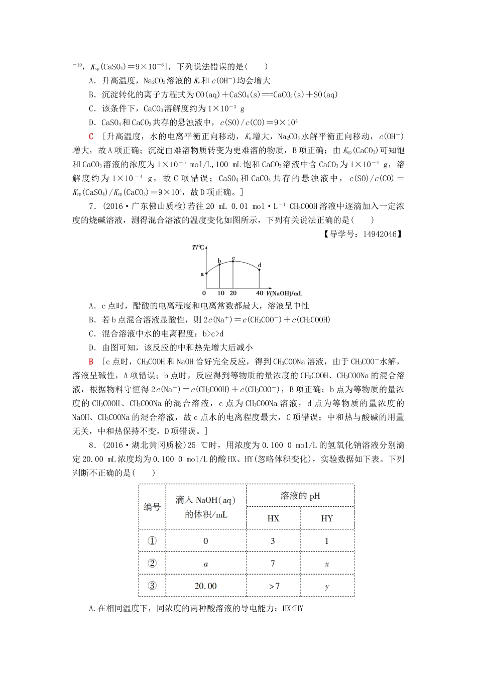 高三化学二轮复习 专题限时集训6 突破9、10-人教高三化学试题_第3页