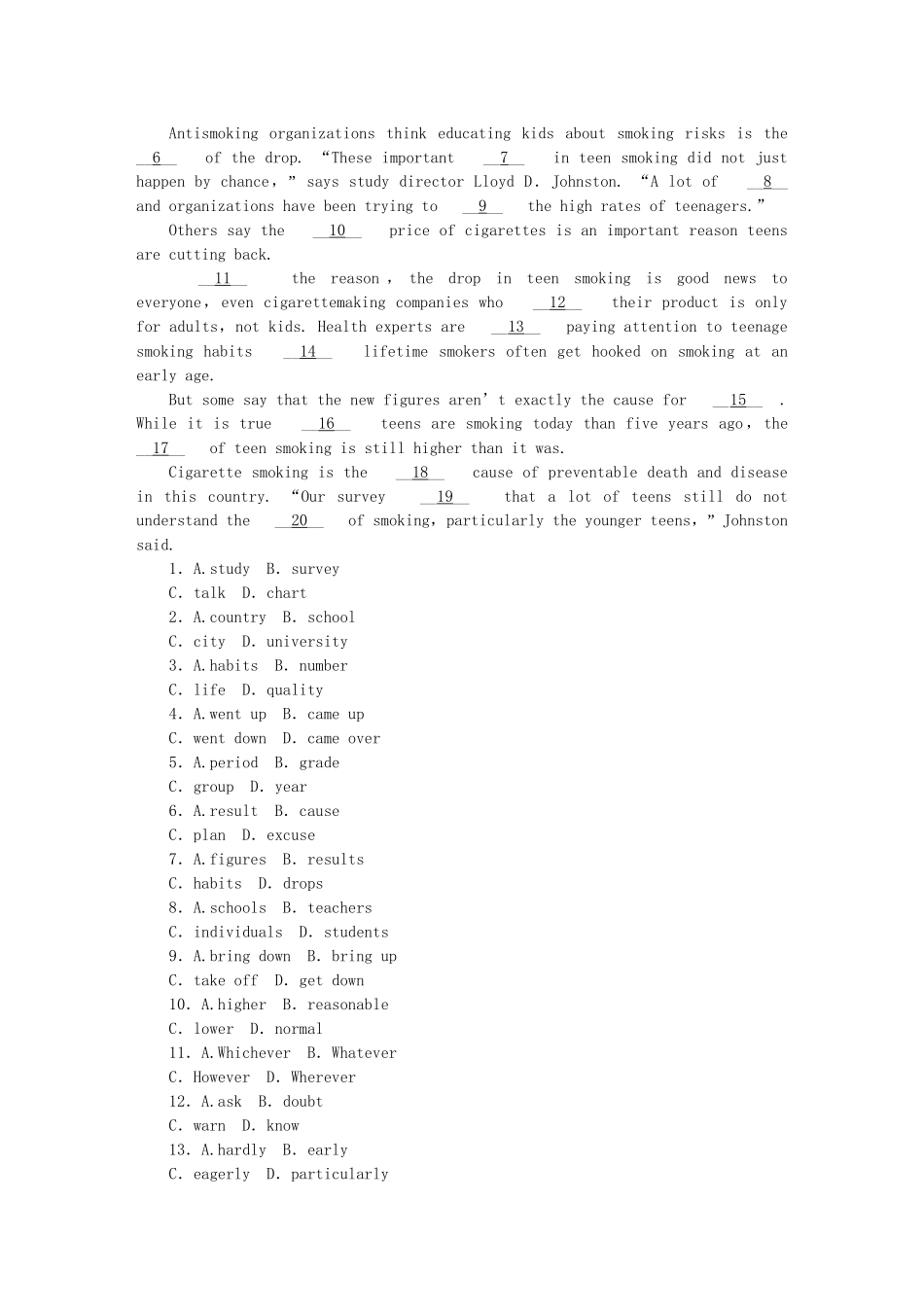 （课程标准卷地区专用）高英语二轮复习 专题限时训练(二十六) 说明文型完形填空配套作业（解析版）_第3页