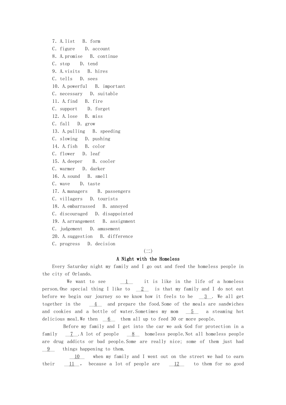 （课程标准卷地区专用）高英语二轮复习 专题限时训练(二十四) 夹叙夹议型完形填空配套作业(三)（解析版）_第2页