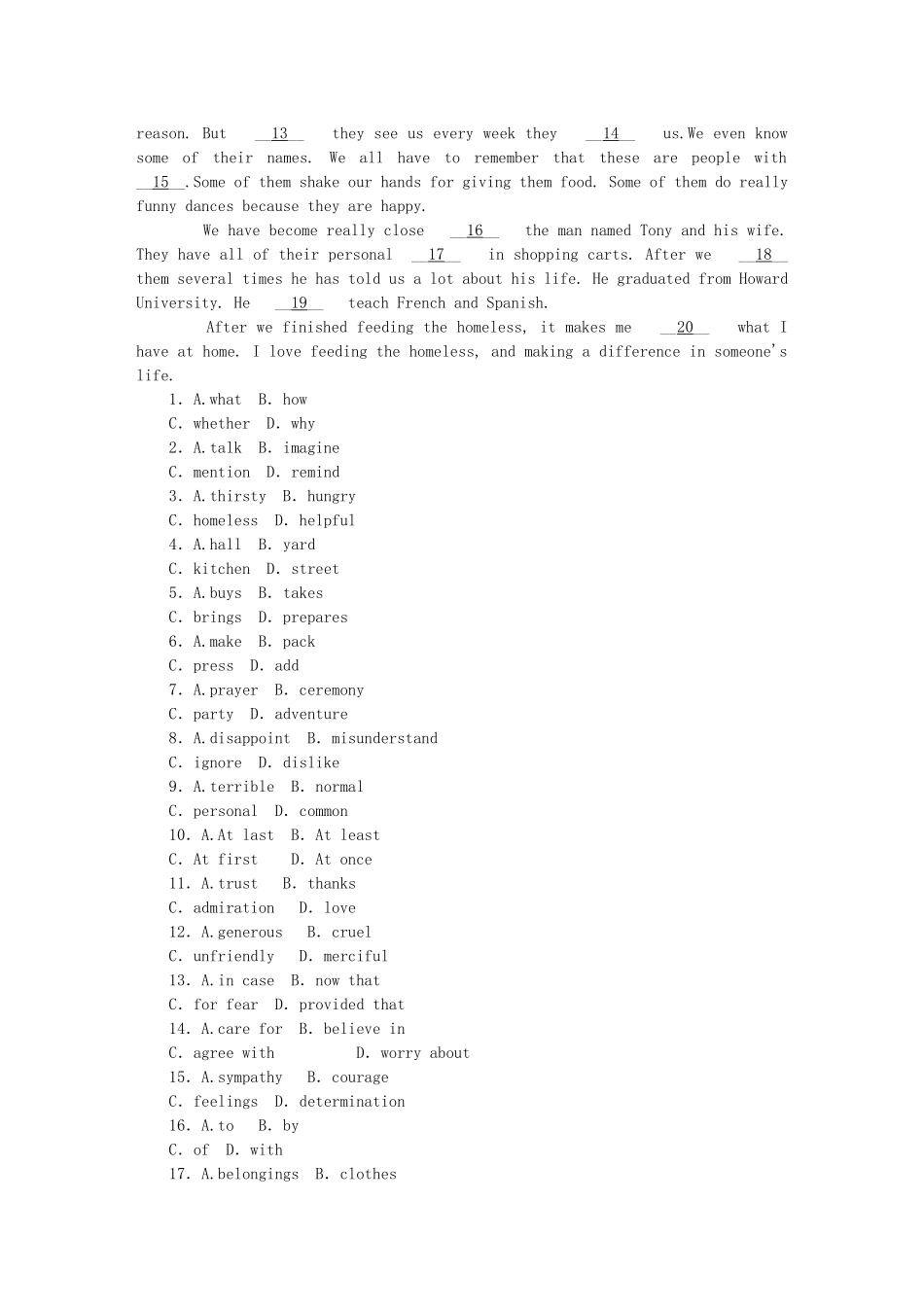 （课程标准卷地区专用）高英语二轮复习 专题限时训练(二十四) 夹叙夹议型完形填空配套作业(三)（解析版）_第3页