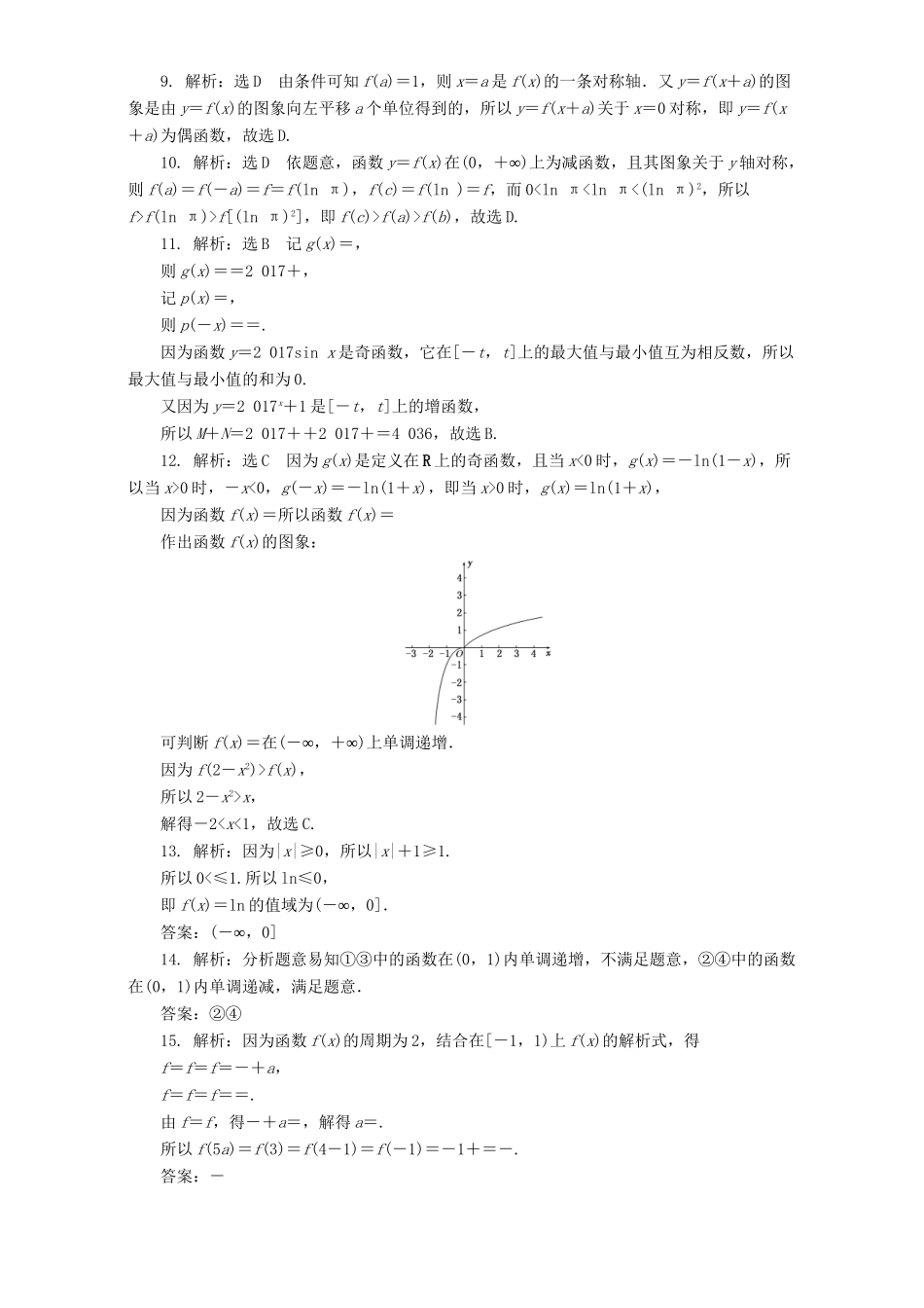 高三数学二轮复习 第一部分 基础送分题 专题检测（二）函数的图象与性质 理-人教高三数学试题_第3页