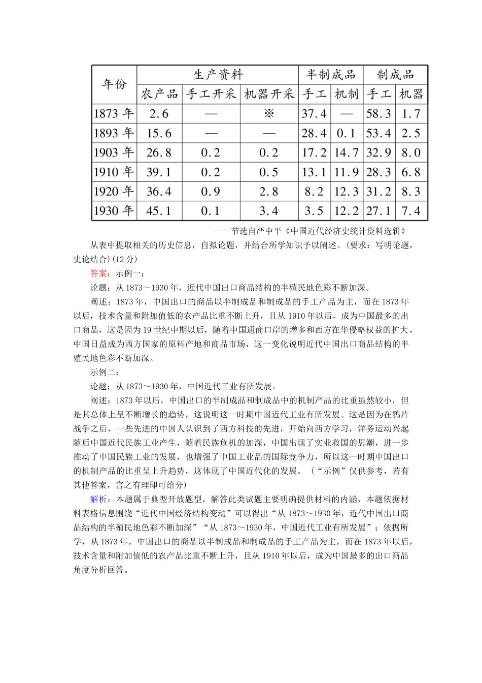高考历史二轮复习 高考非选择题37分标准练6人教版高三全册历史试题_第2页
