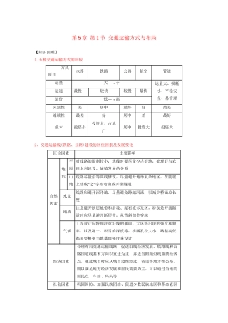 高一地理 第5章 第1节 交通运输方式与布局暑假作业（含解析）-人教高一地理试题