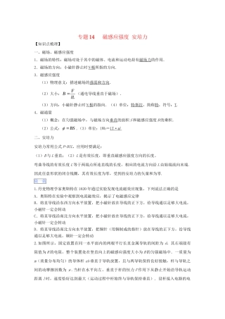 高一物理 专题14 磁感应强度 安培力暑假作业（含解析）-人教高一物理试题