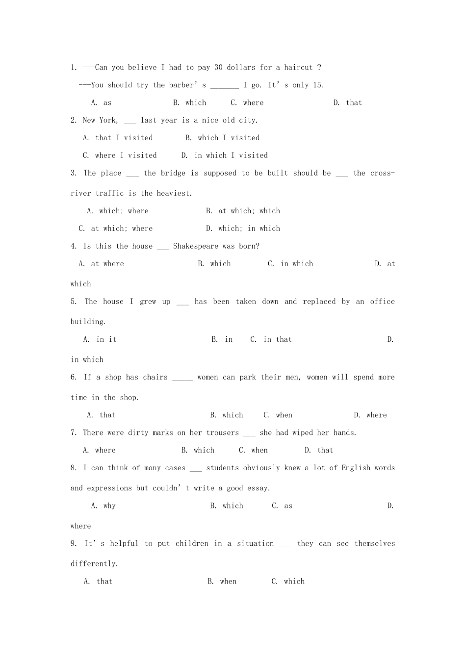 高一英语 专题06 where引导的定语从句暑假作业（含解析）-人教高一英语试题_第3页