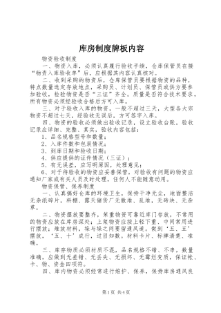 2024年库房制度牌板内容