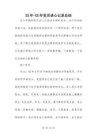 2024年党员谈心记录总结