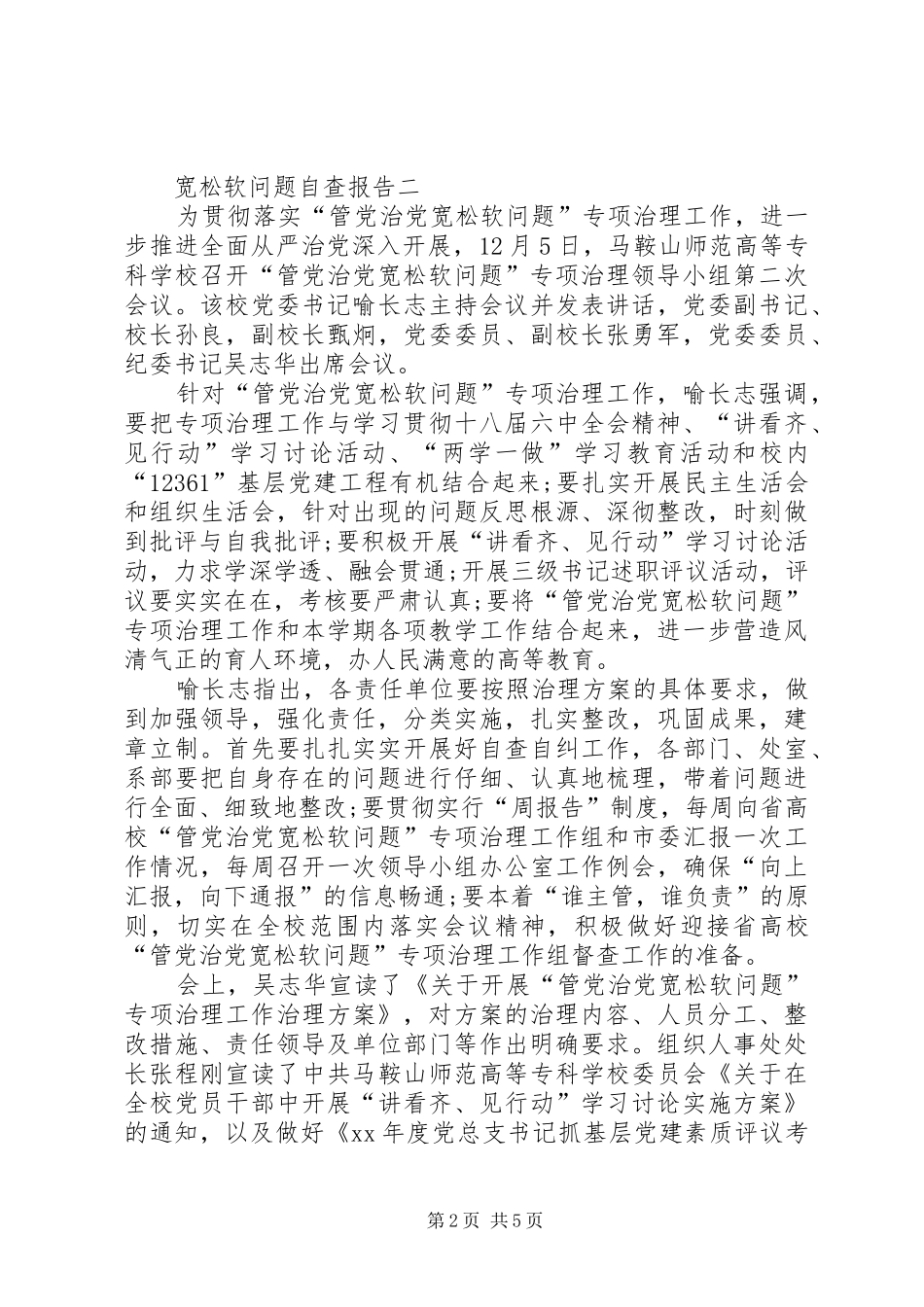 2024年宽松软问题自查报告_第2页