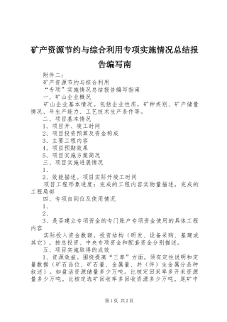 2024年矿产资源节约与综合利用专项实施情况总结报告编写南