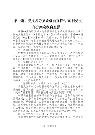 2024年党支部分类定级自查报告村党支部分类定级自查报告