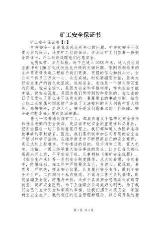 2024年矿工安全保证书
