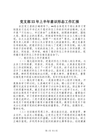 2024年党支部上半年意识形态工作汇报