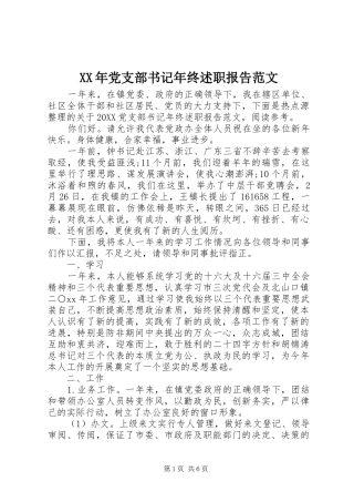 2024年党支部书记年终述职报告范文