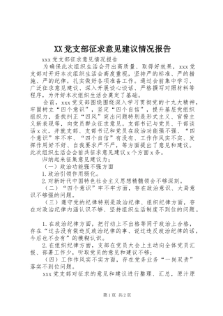 2024年党支部征求意见建议情况报告