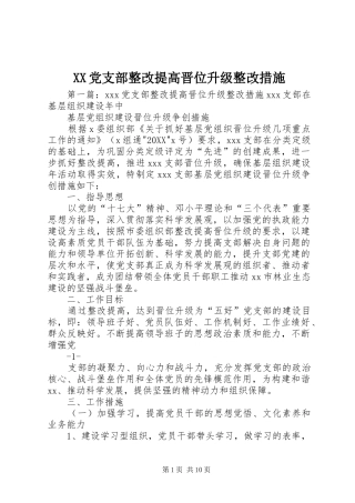 2024年党支部整改提高晋位升级整改措施
