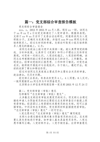 2024年党支部综合审查报告模板