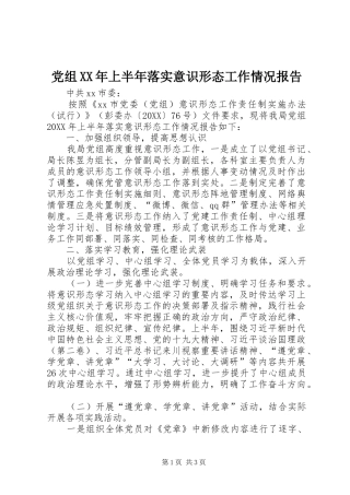 2024年党组上半年落实意识形态工作情况报告